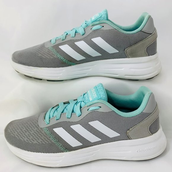 Adidas Cloudfoam Womens Shoes Size 8 Athletic Sneakers HWA 1Y3001 Gray Torquoise - Picture 4 of 8